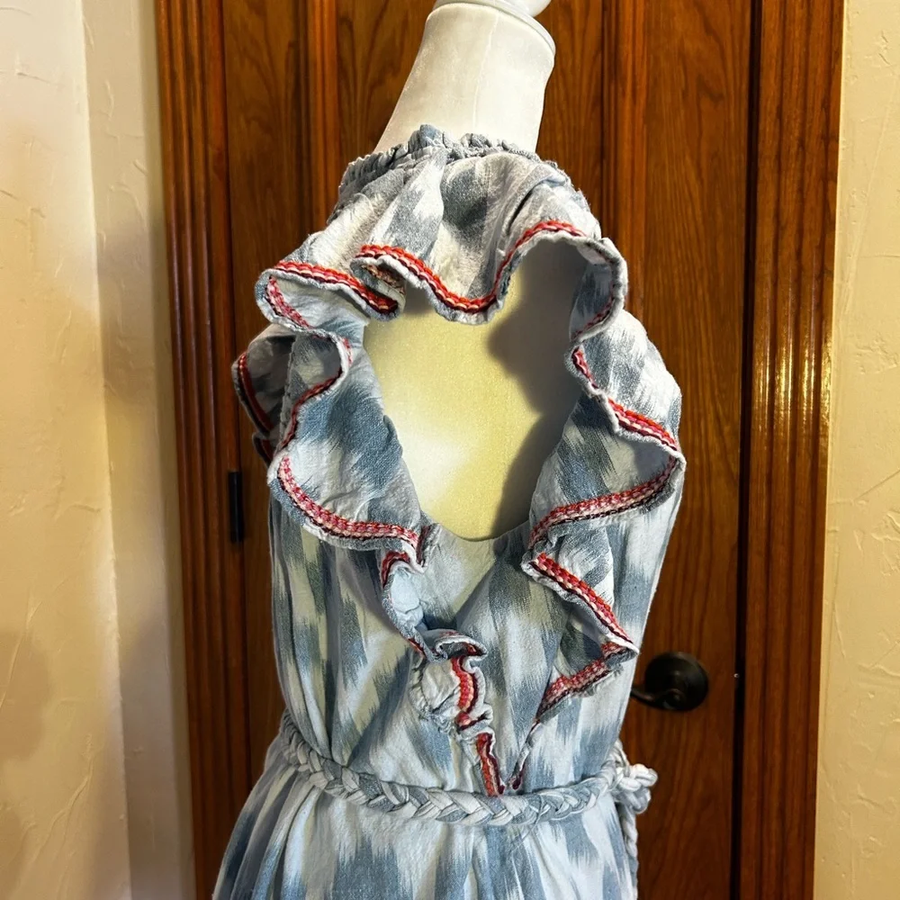 Anthropologie Saylor Blue Boho 100% Cotton Mini Dress NWT - Picture 8 of 15